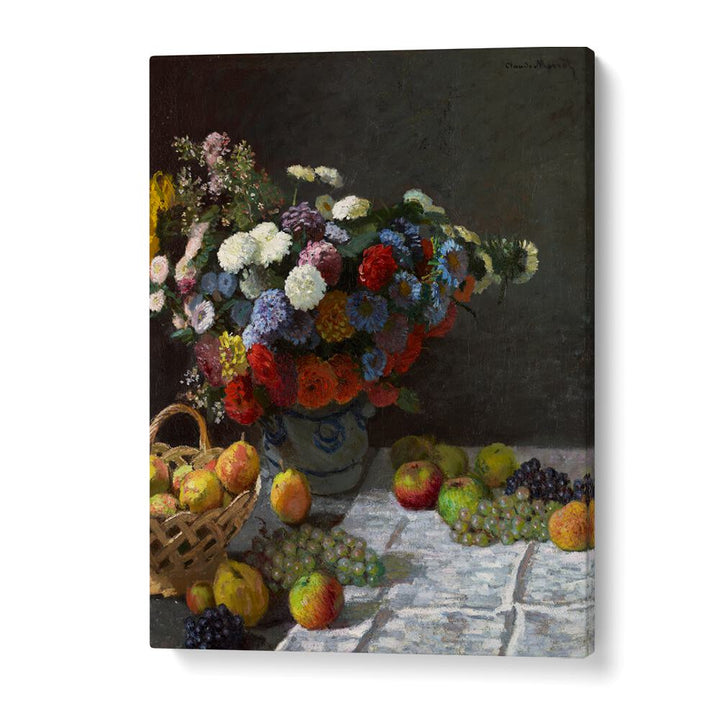 STILL LIFE WITH FLOWERS AND FRUIT (1869)  , VINTAGE PAINTINGS