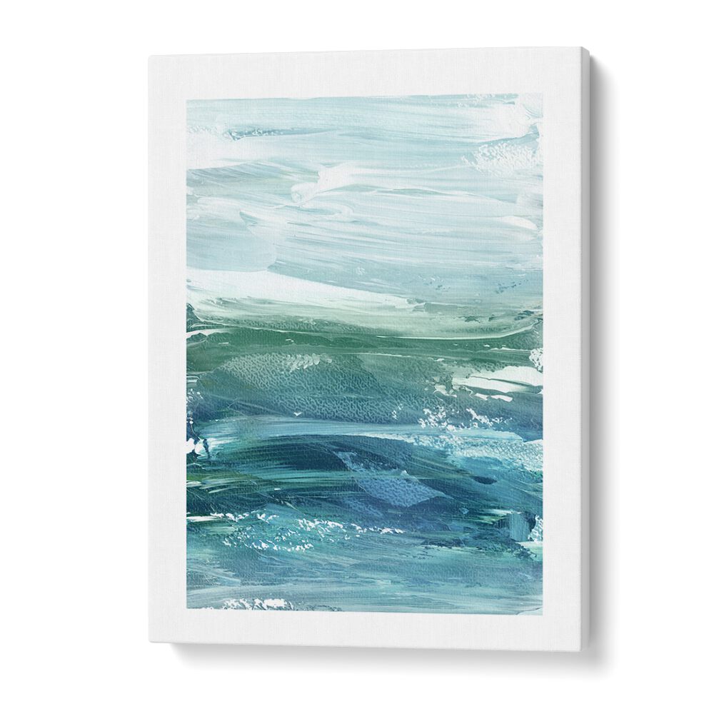 WAVES IN WAVES, ABSTRACT PAINTINGS showcase soothing blues and greens, perfect for enhancing your home decor.