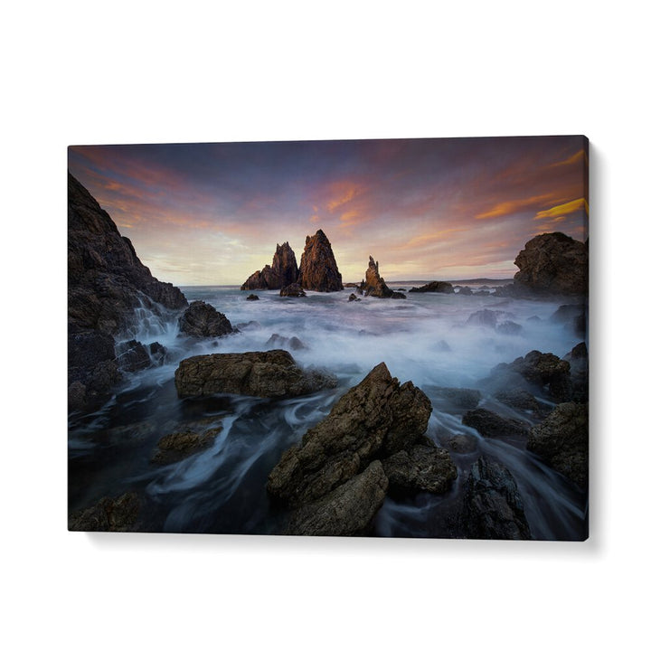 Stunning coastal landscape showcasing serene dawn colors, perfect for MORNING DELIGHT, PHOTOGRAPHY PRINTS decor.