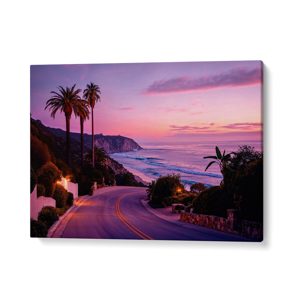 Sunset views along L.A BEACH ROAD, capturing the essence of California in stunning BEACH PAINTINGS by Philippe Hugonnard.
