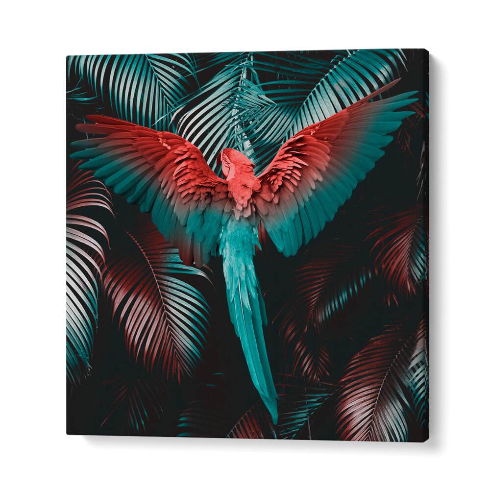 Vibrant TROPICAL STORM, ALTERED ART PRINTS featuring a colorful parrot amidst lush foliage by Cepe for modern decor.