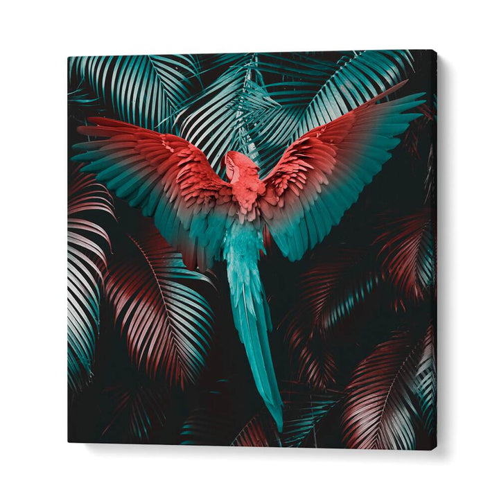 Vibrant TROPICAL STORM, ALTERED ART PRINTS featuring a colorful parrot amidst lush foliage by Cepe for modern decor.