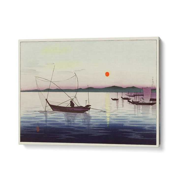 BOATS AND SETTING SUN (1900 - 1936) , JAPANESE PAINTINGS , JAPANESE ART PRINTS