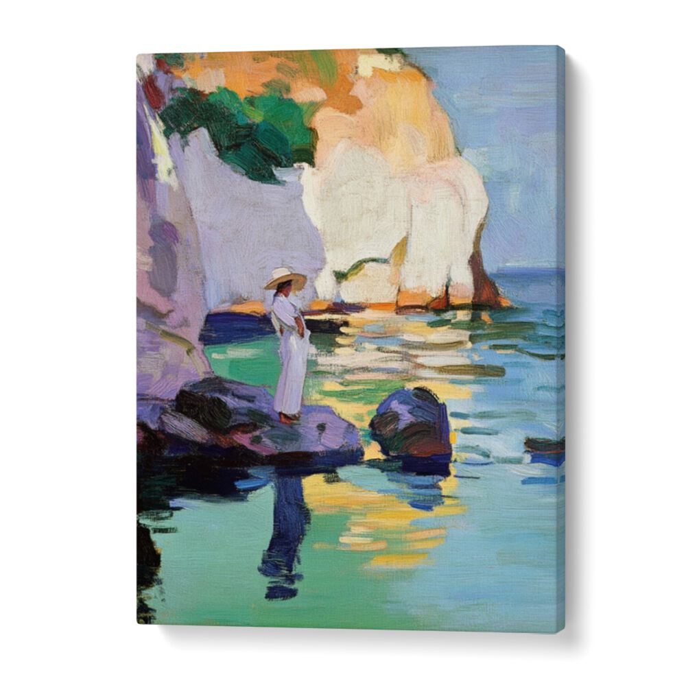 A serene WOMAN ON A ROCK sculpture, embodying grace and strength, perfect for art lovers and home decor enthusiasts.
