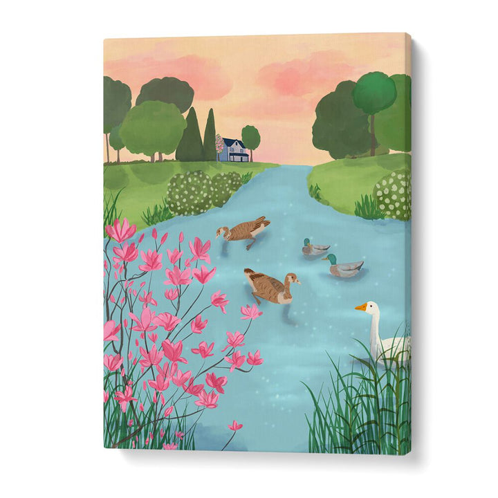 DUCKS ON SUMMER TRAILS , WILDLIFE PAINTINGS , WILDLIFE POSTERS