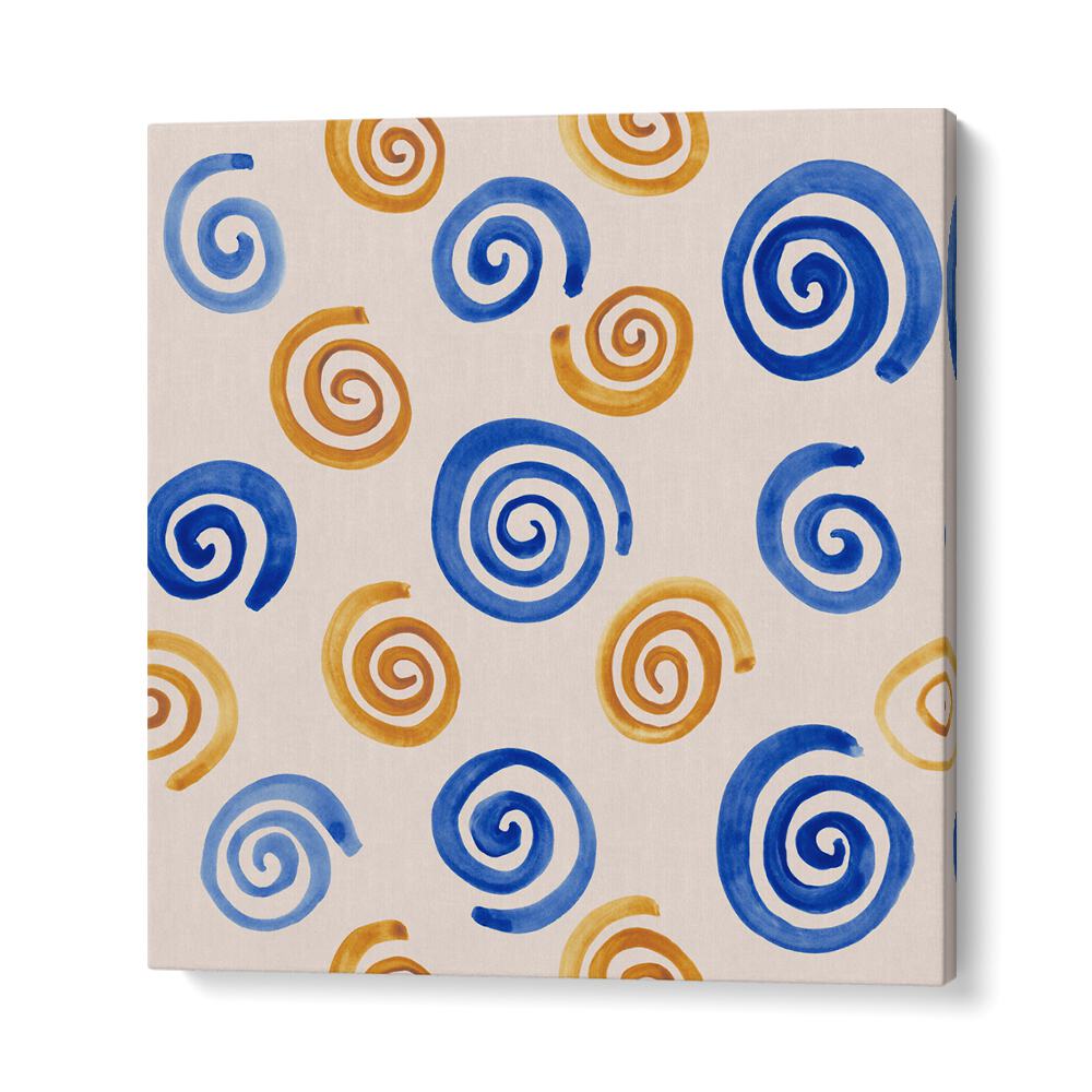 Vibrant WATERCOLOUR TILE XV, ABSTRACT PAINTINGS, enhances your decor with elegant, artistic swirls in blue and gold.