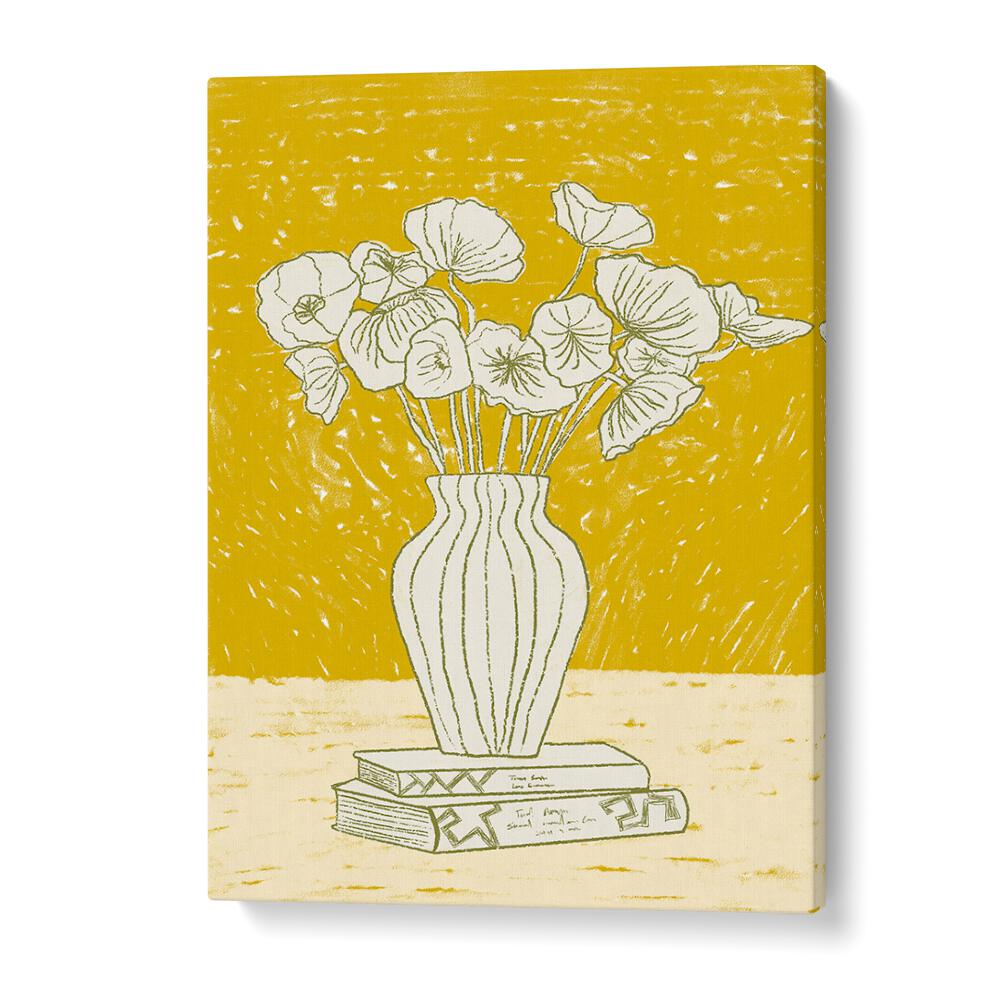 Vibrant "BEAUTY OF YELLOW, FASHION POSTERS" design featuring stylish flowers in a vase, perfect for uplifting decor.