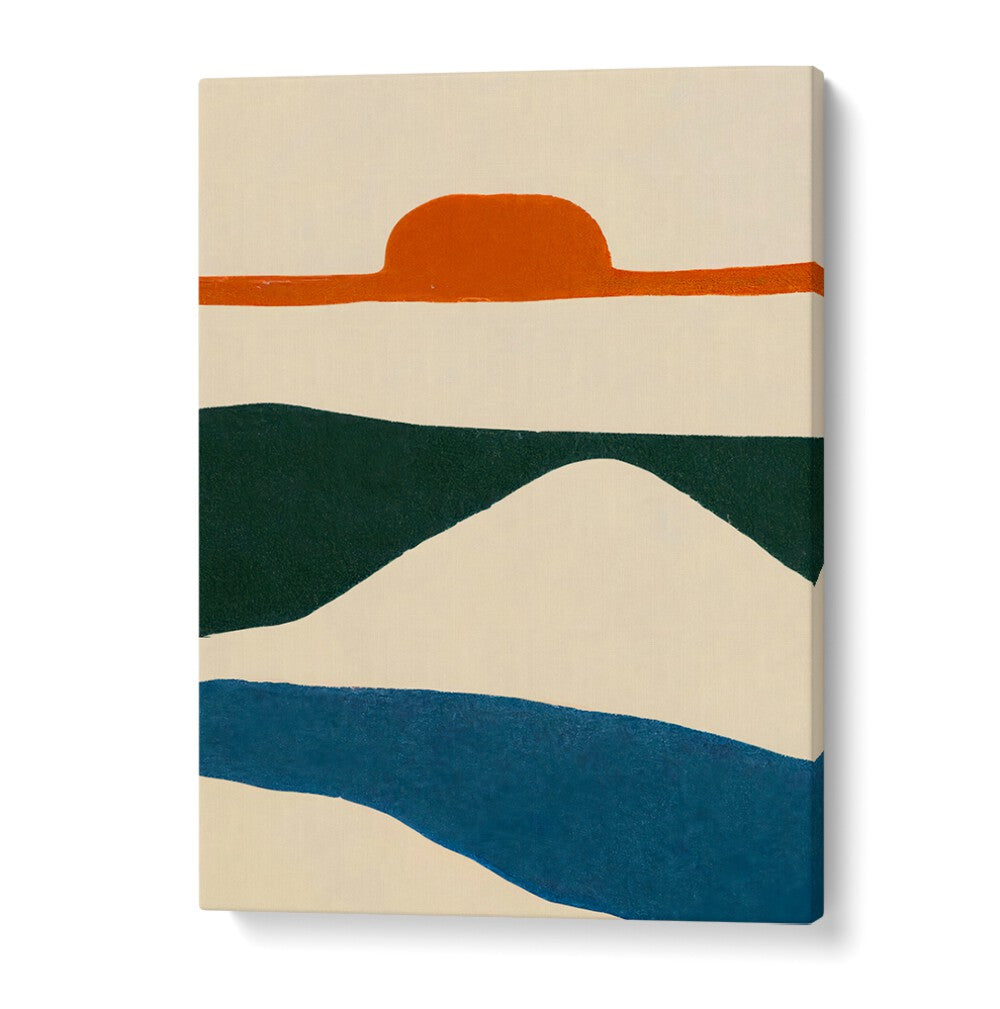 PUESTA DEL SOL , ABSTRACT PAINTINGS with bold earth tones and minimalist shapes creating a modern art statement piece.