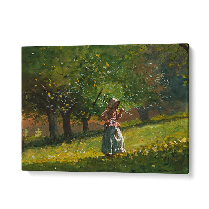 GIRL WITH HAY RAKE (1878)   , VINTAGE PAINTINGS