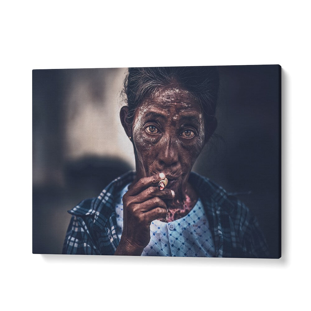 ABSTRACT painting - THE SMOKING WOMAN FROM BURMA by Asianmonk