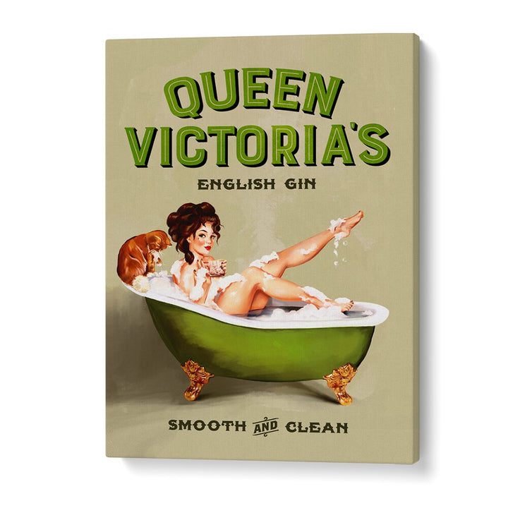 QUEEN VICTORIA ENGLISH GIN BATH PINUP GIRL BY THE WHISKEY GINGER , WOMEN ILLUSTRATION PAINTINGS