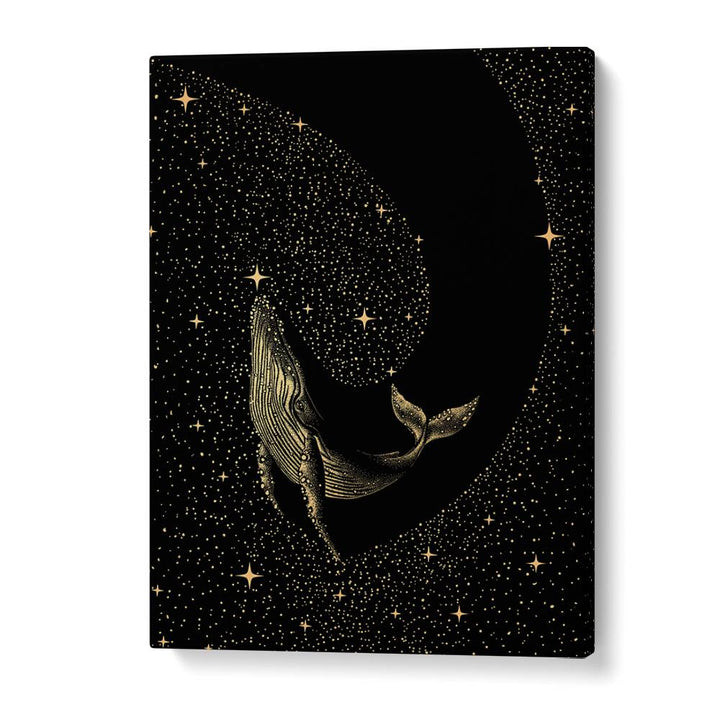 STARRY WHALE DARK GOLD VERSION BY ALIRIZA ÇAKIR SURREAL PAINTINGS, SURREAL ART