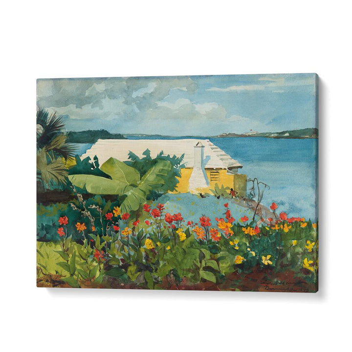 FLOWER GARDEN AND BUNGALOW, BERMUDA (1899)  , VINTAGE PAINTINGS