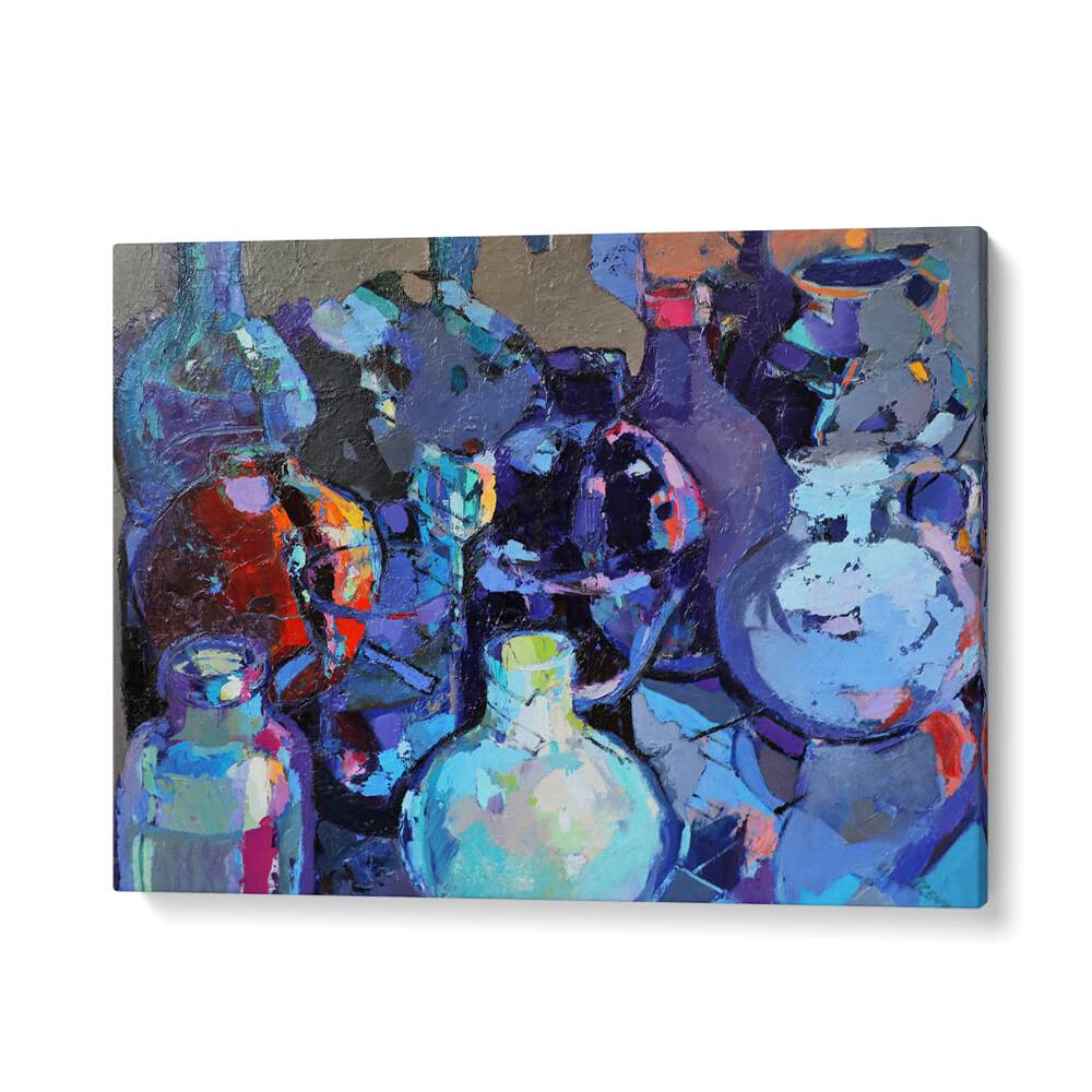 Colorful abstract painting showcasing GLASS JUGS, perfect for enhancing your decor with elegance and style.