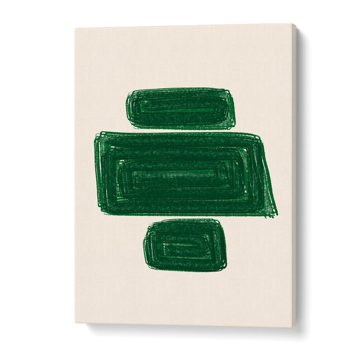SIMPLEX I, GEOMETRIC ART PRINTS showcase bold green shapes on a light background, perfect for modern decor.