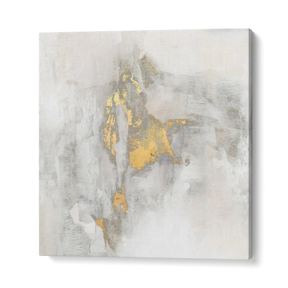 Stylish abstract painting "YOSEMITE FALLS II" features muted tones and gold accents, perfect for modern decor.