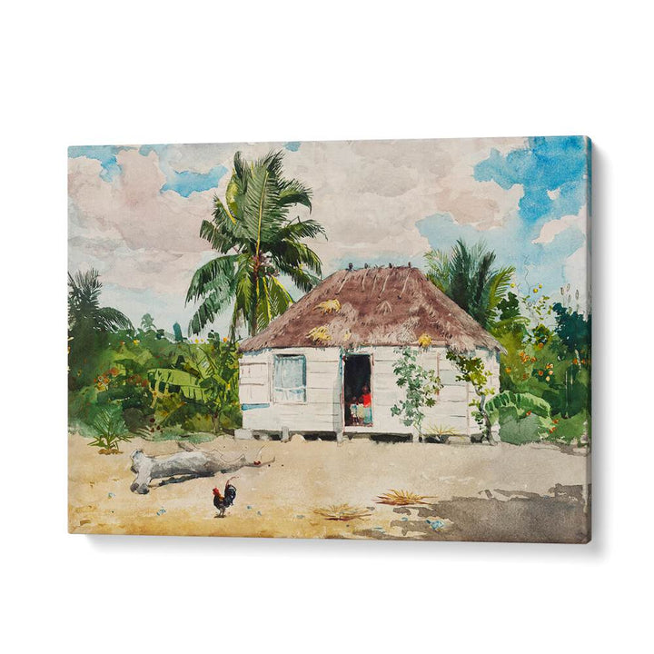 NATIVE HUT AT NASSAU (1885) , VINTAGE PAINTINGS