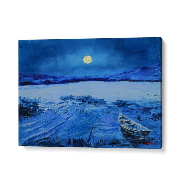 Full moon illuminates a serene landscape painting, perfect for adding tranquility to any space. Explore FULL MOON, LANDSCAPE PAINTINGS.