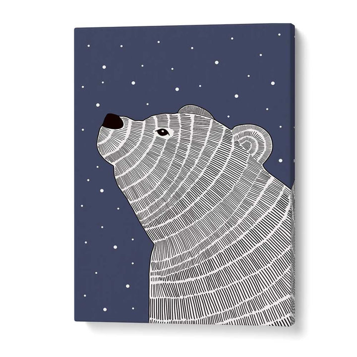 Transform your child's space with POLA BEAR NIGHT GAZE, KIDS ROOM PAINTINGS, featuring a serene polar bear in a night sky.