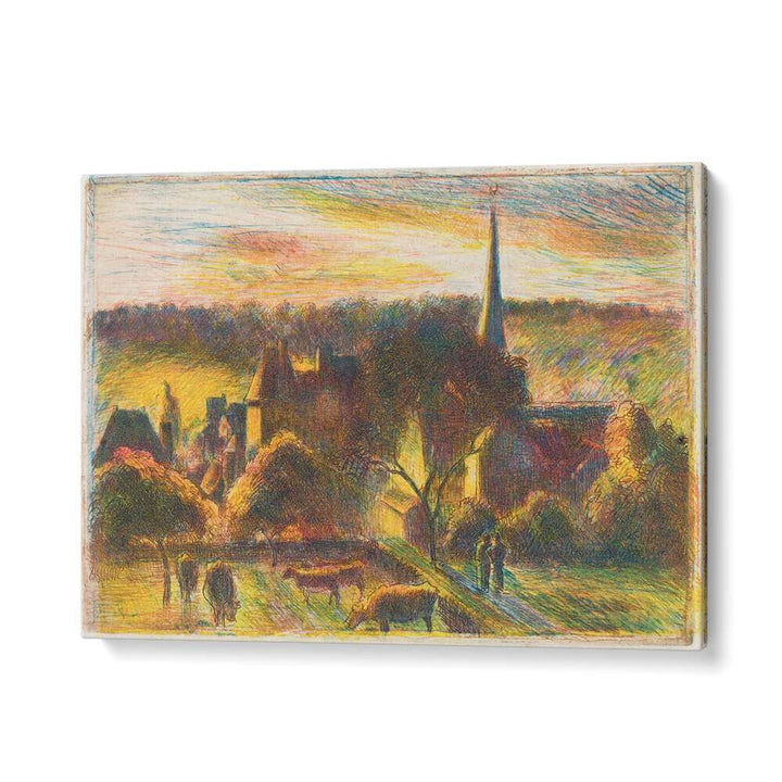 A CHURCH AND FARM AT ÉRAGNY (1890) , VINTAGE PAINTINGS