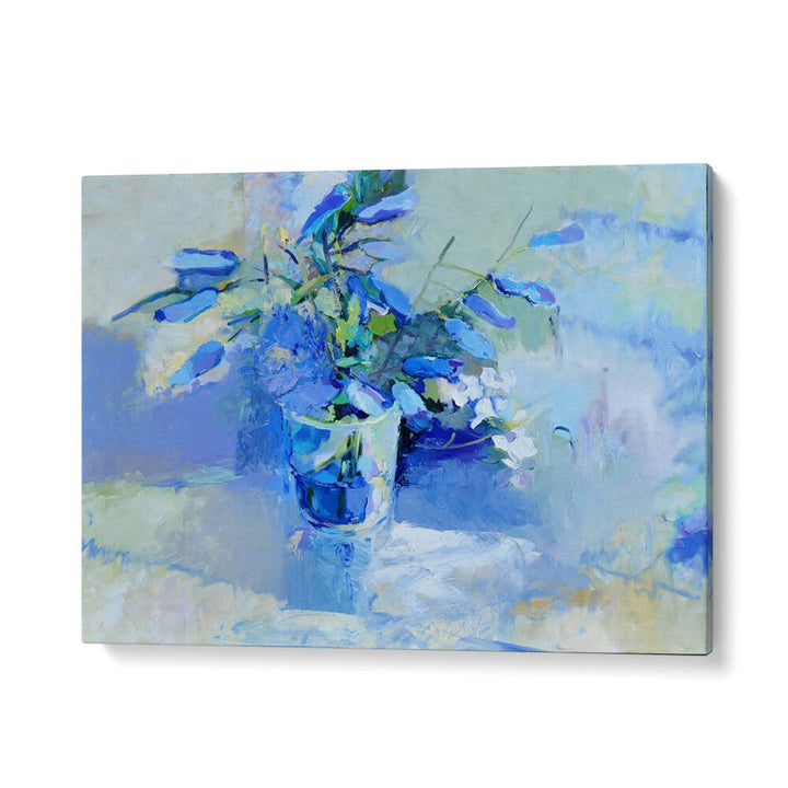 Elegant BELLS, ABSTRACT PAINTINGS featuring a vibrant blue floral composition, perfect for enhancing any decor.