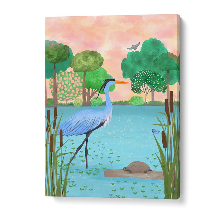 SERENE HERON HAVEN , WILDLIFE PAINTINGS , WILDLIFE POSTERS