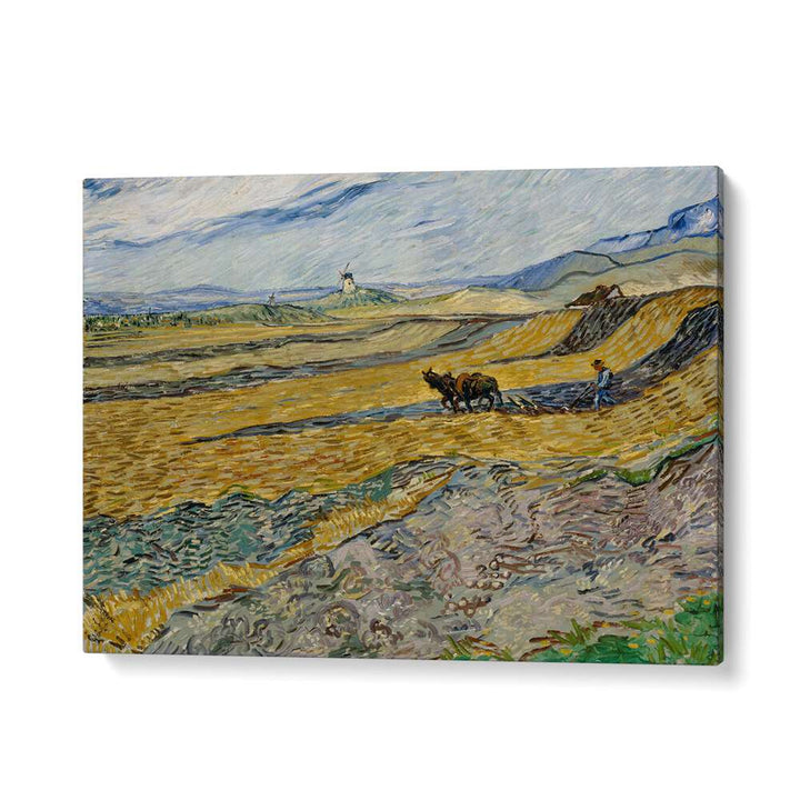 VINCENT VAN GOGH - ENCLOSED FIELD WITH PLOUGHMAN ,  VINTAGE PAINTINGS