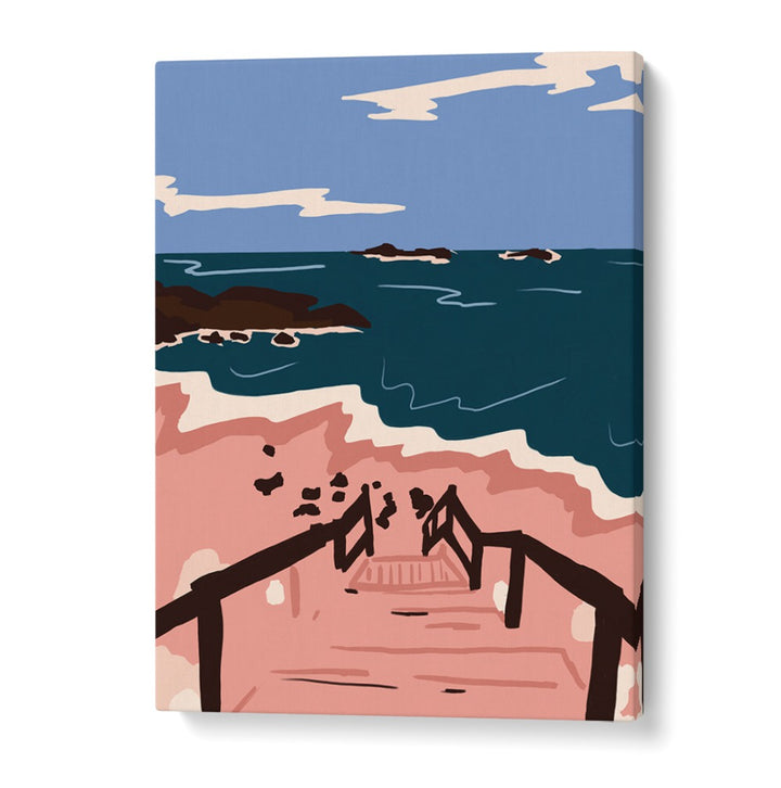 Captivating OCEAN BLUES, LANDSCAPE PAINTINGS depicting serene beach scene, perfect for enhancing home decor.