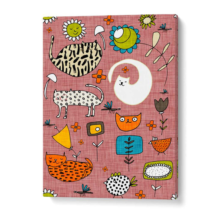 Vibrant SPRING CAT PINK, KIDS ROOM PAINTINGS bring joy and color to your child's space with playful designs.