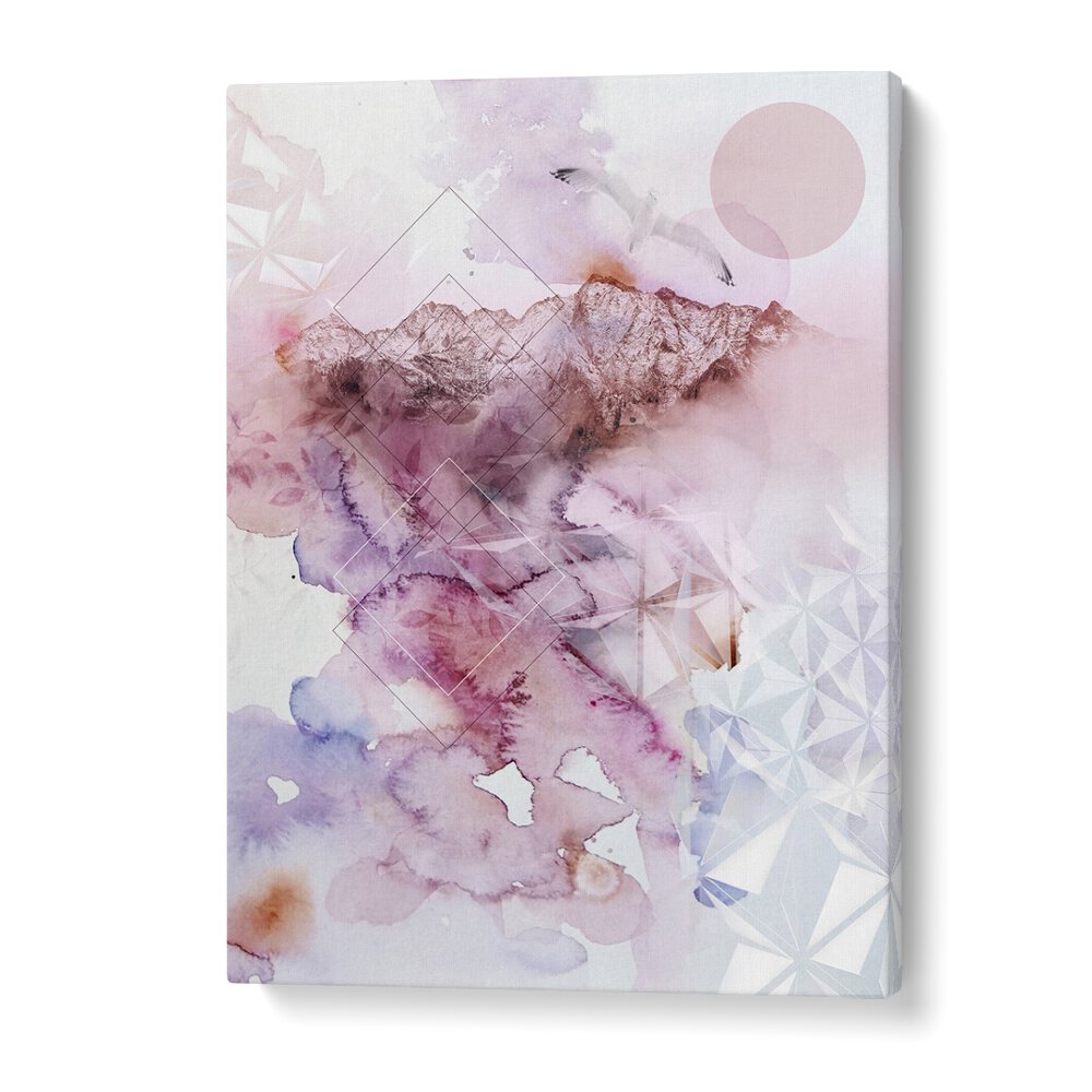 Elegant DUSK II, ABSTRACT PAINTINGS features soft hues and geometric patterns, perfect for modern decor.