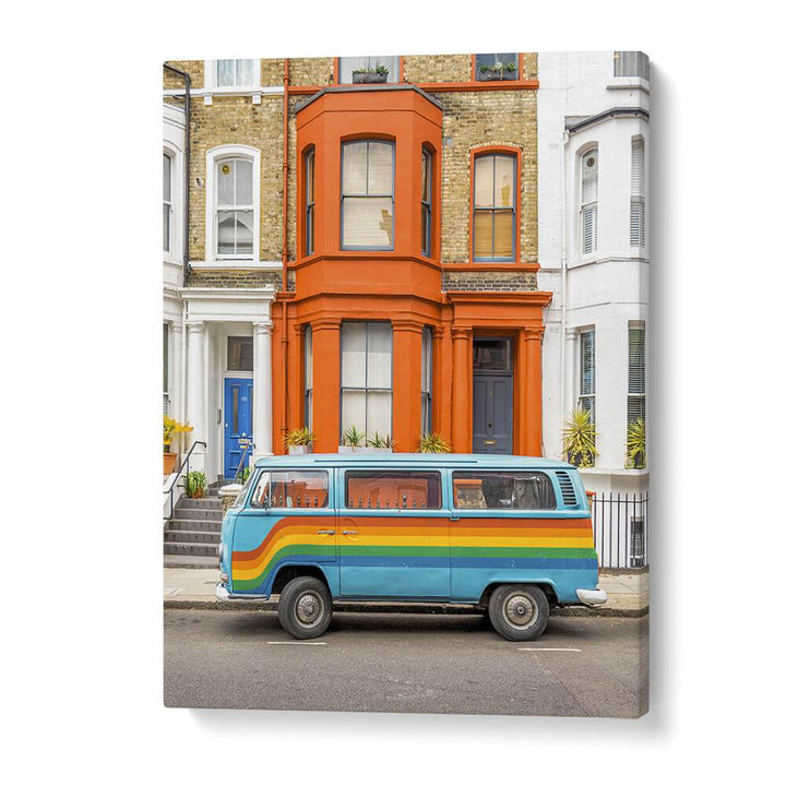 RETRO RAINBOW VAN BY GABOR ESTEFAN, STREET PHOTOGRAPHY ART PRINTS