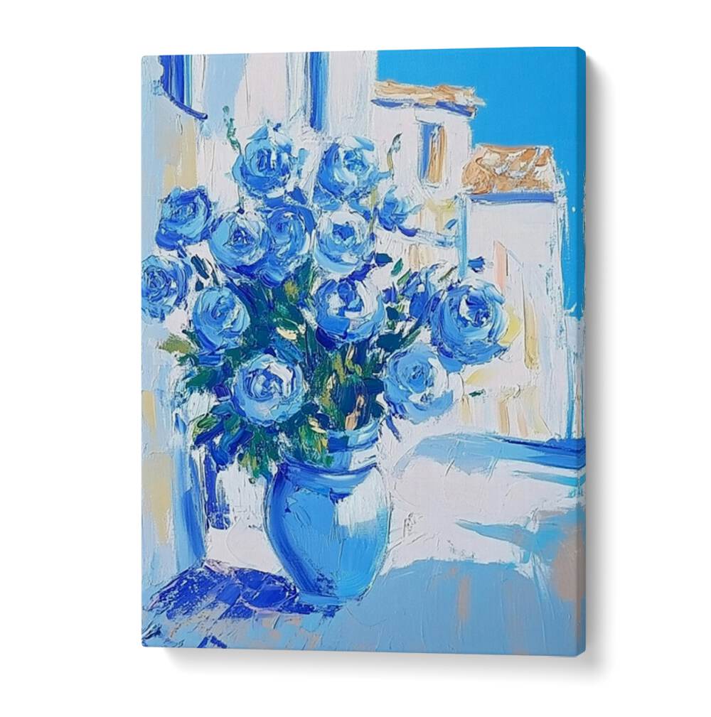 Bright and enchanting BLUE ROSES in a vibrant vase, perfect for elevating your floral collection.