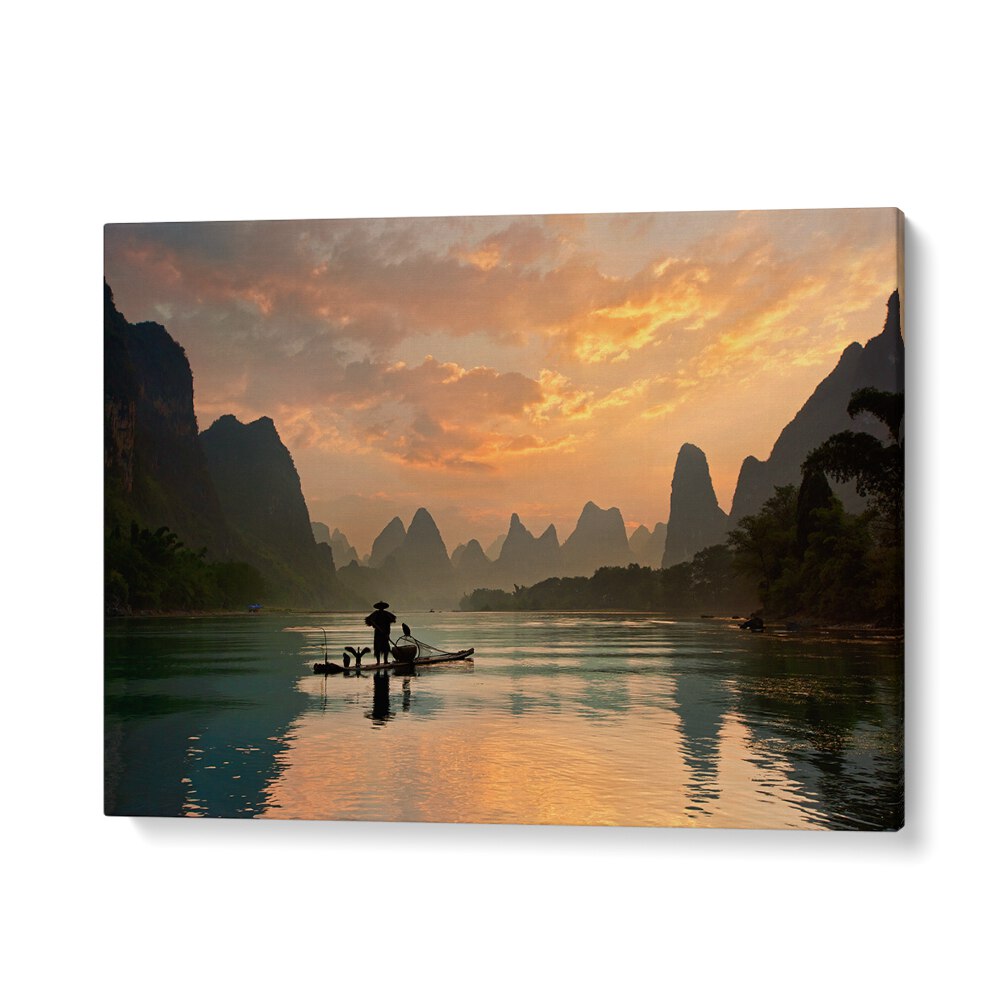 Serene sunset over the GOLDEN LI RIVER, showcasing beautiful landscapes in stunning photography prints.