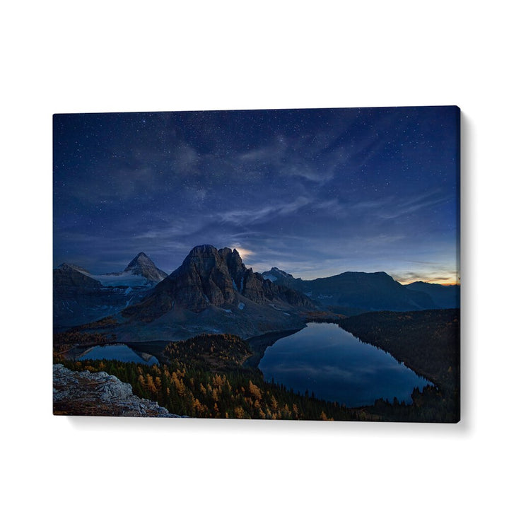 Transform your space with the STARRY NIGHT AT MOUNT ASSINIBOINE, PHOTOGRAPHY PRINTS showcasing a serene night landscape.
