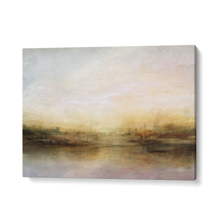 Serene EVENING RIVER, ABSTRACT PAINTINGS showcasing tranquil hues, perfect for elegant home decor. Transform your space today!