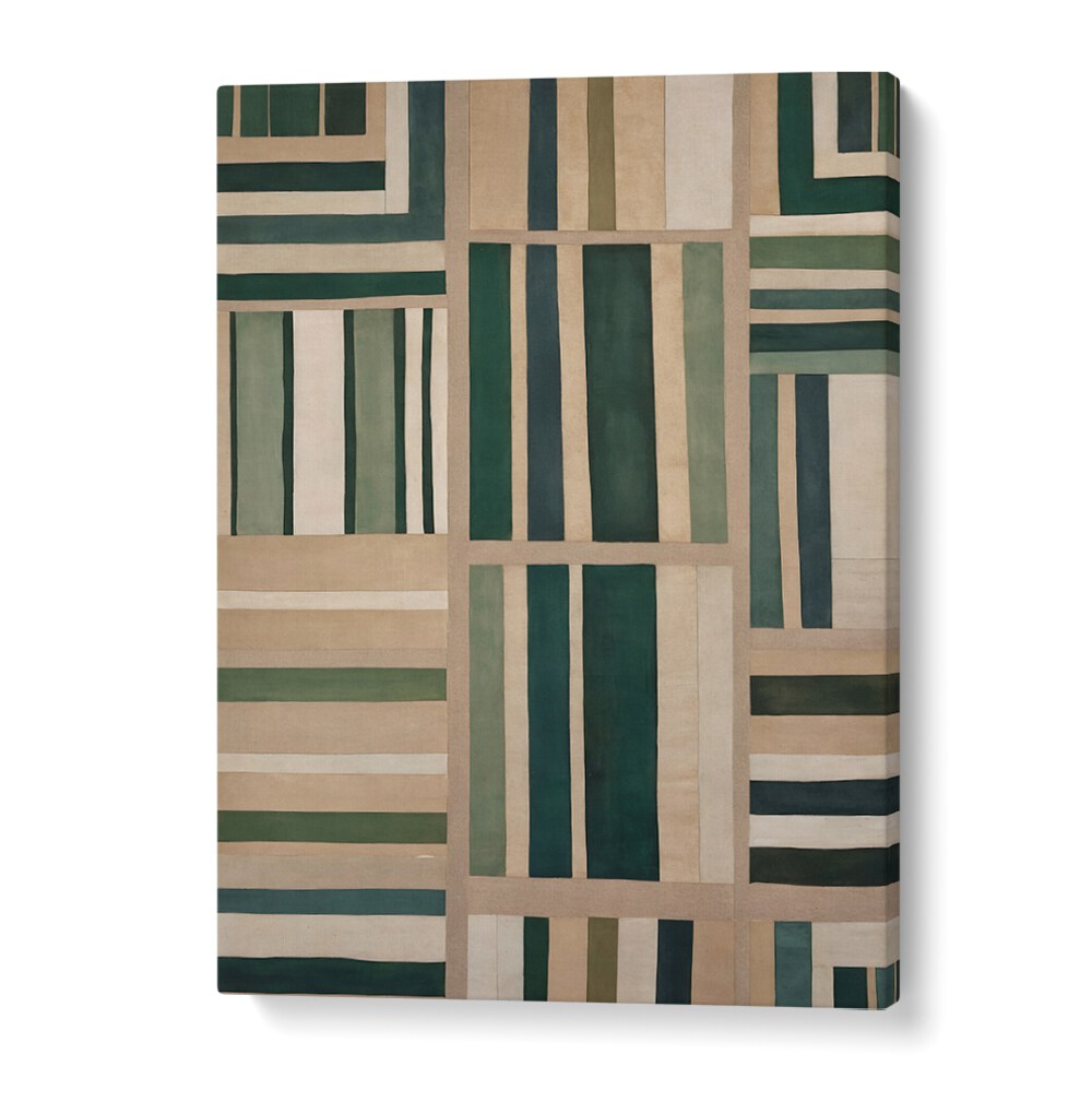 PAPER CUT NO.8 II, ABSTRACT PAINTINGS showcases captivating green and beige patterns, perfect for elevating any space.