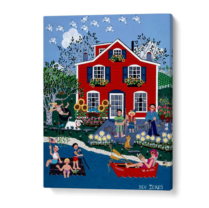 Whimsical LITTLE RED COTTAGE, KIDS ROOM PAINTINGS bring enchantment and coziness to your child's space.