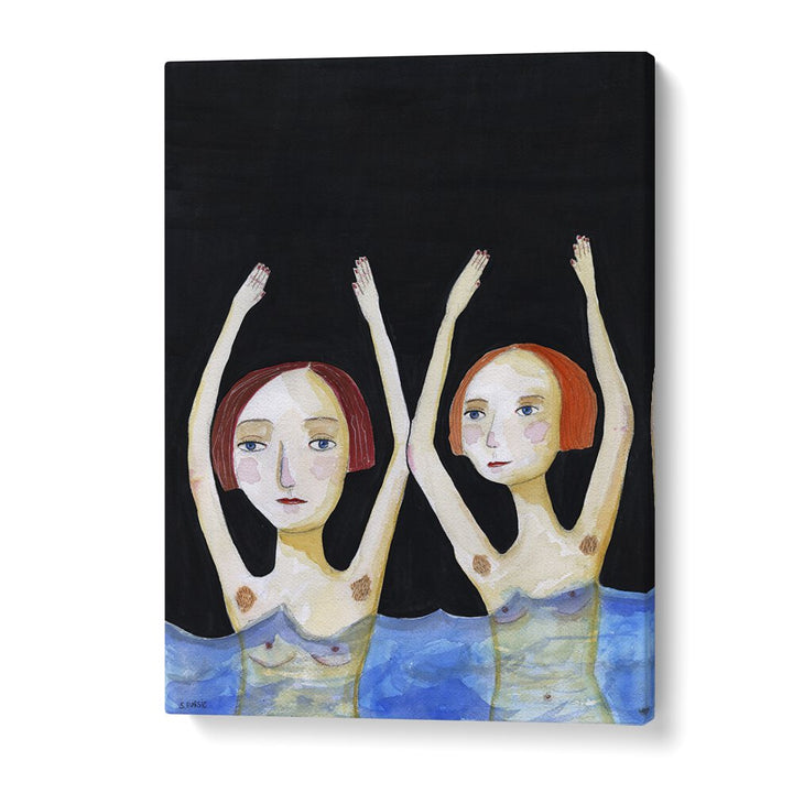 Vintage painting - SWIMMING GIRLS by Asianmonk