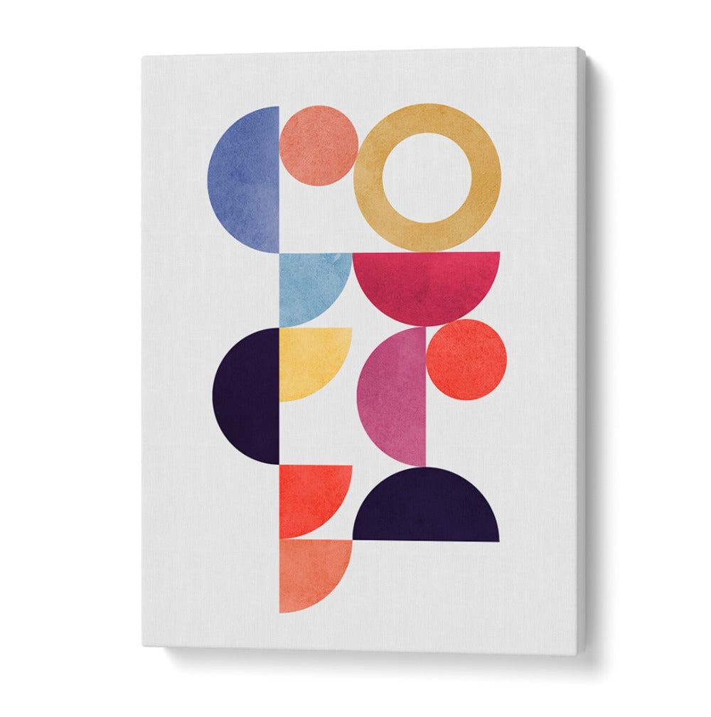 Colorful geometric shapes in CIRCLES IN HARMONY VII, GEOMETRIC ART PRINTS for a unique mind-body connection.