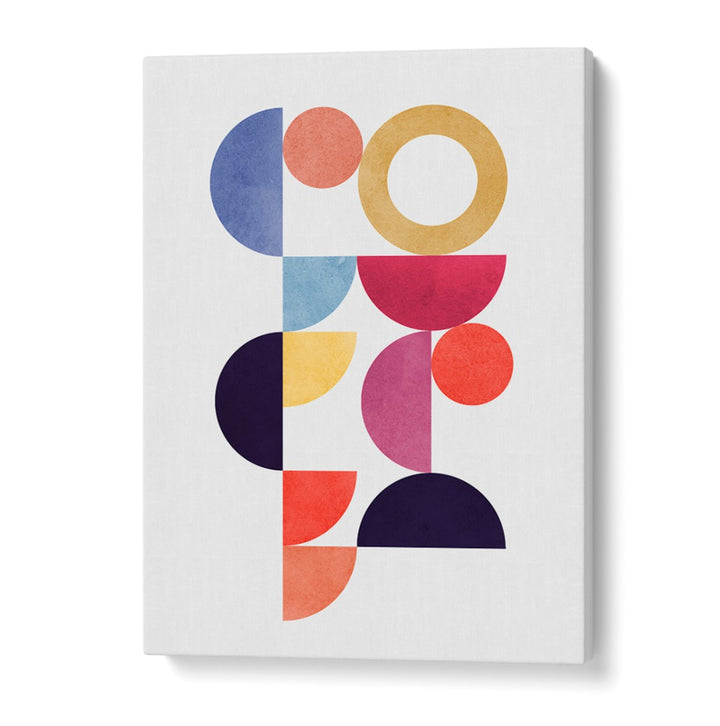 Colorful geometric shapes in CIRCLES IN HARMONY VII, GEOMETRIC ART PRINTS for a unique mind-body connection.