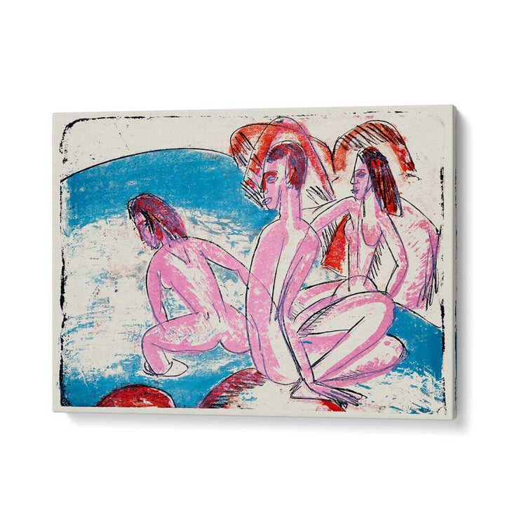 THREE BATHERS BY STONES (1913)  , VINTAGE PAINTINGS