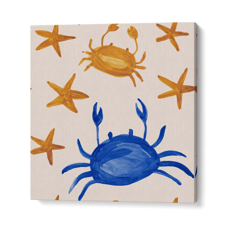 Vibrant WATERCOLOUR TILE XI, KIDS ROOM PAINTINGS featuring colorful crabs and stars, perfect for playful decor.