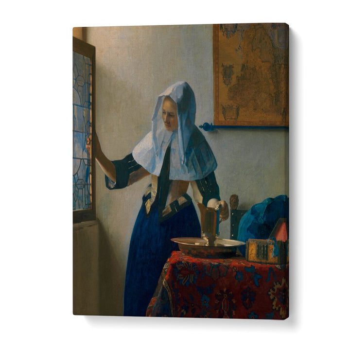 YOUNG WOMAN WITH A WATER PITCHER (CA.1662–1665) BY JOHANNES VERMEER, VINTAGE PAINTINGS