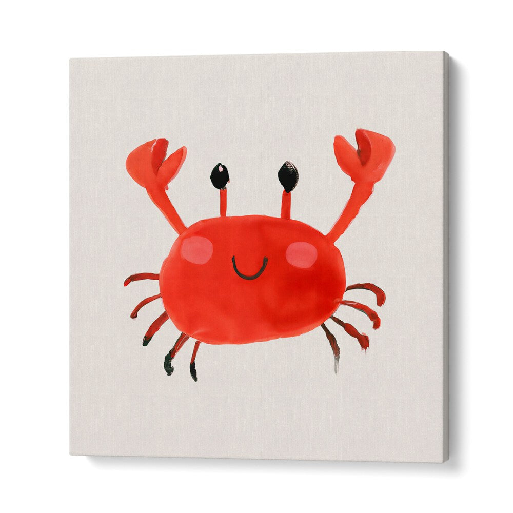 CRABS UP , KIDS ROOM PAINTINGS featuring a cheerful red crab to brighten and inspire children's rooms at Modern Canvas.