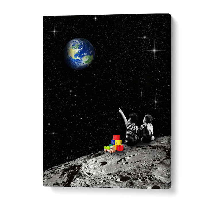 TOGETHER FROM THE MOON BY DIKHOTOMY , SURREAL ART PRINTS , SURREALISM