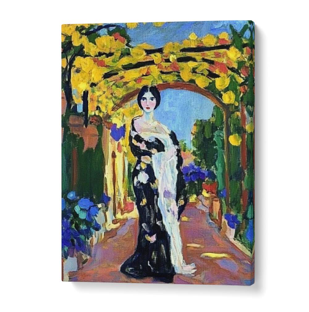Vibrant artwork of a WOMAN IN A GARDEN, capturing serene beauty and tranquility for any living space.
