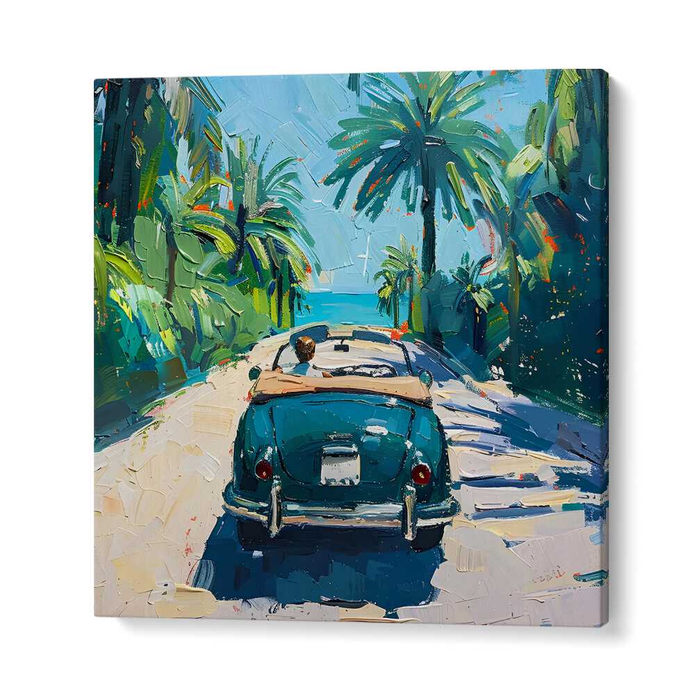 Stylish car on the beach road, capturing the essence of coastal adventures and outdoor experiences.
