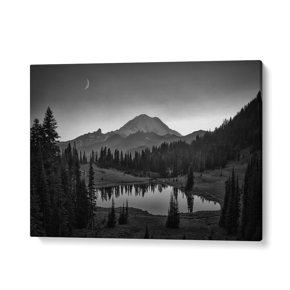 Stunning black and white MT. RAINIER, PHOTOGRAPHY PRINTS capturing nature’s beauty and serene landscapes. Perfect for decor.
