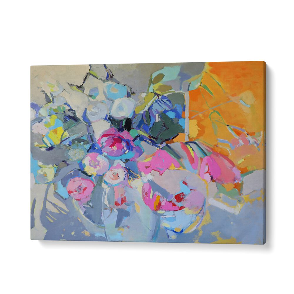 Vibrant GLASS AND ROSES, ABSTRACT PAINTINGS showcase elegant blooms, perfect for enhancing any decor.