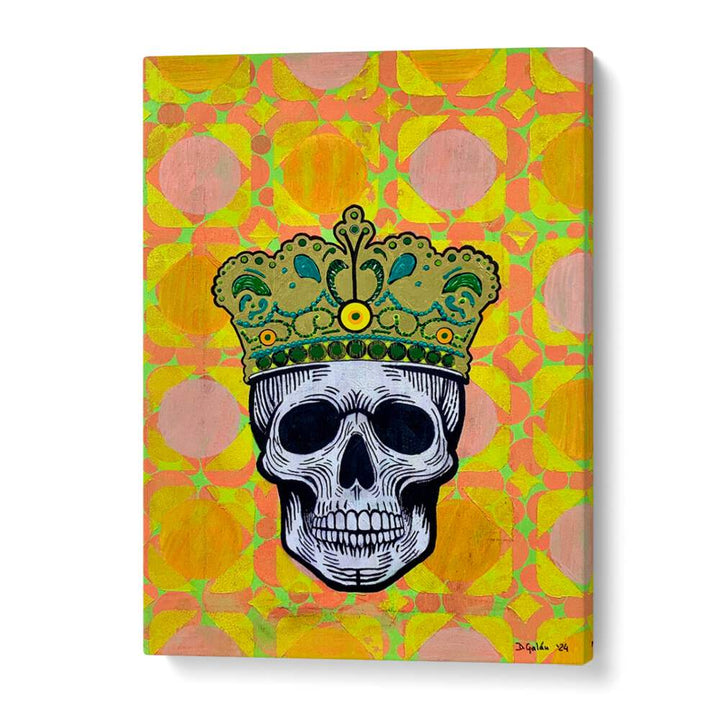 Vibrant MEMENTO MORI 5.0, POP ART PAINTINGS featuring a crowned skull, merging art with profound philosophy.